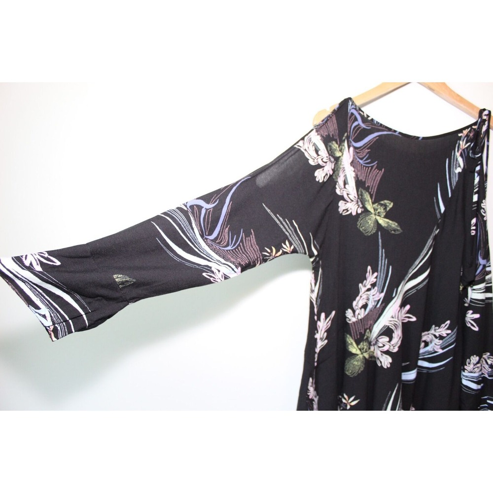 Free People Clear Skies Floral Cold Shoulder Tunic Top Mini Dress Black Size XS - Picture 8 of 12